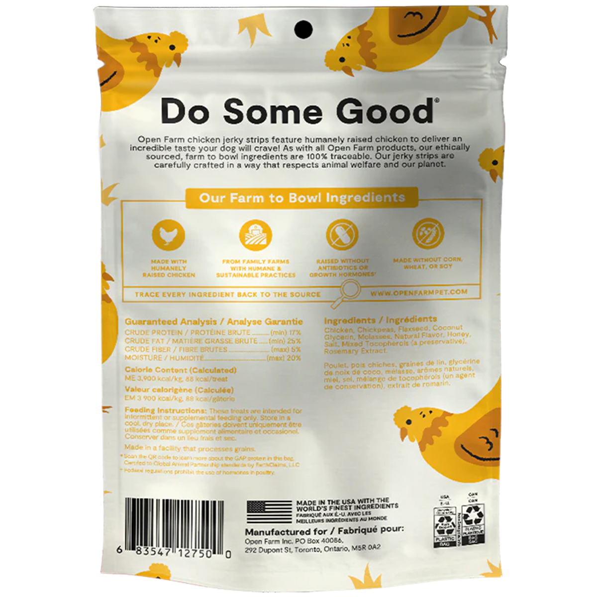 Open Farm Grain Free Jerky Strips Chicken Dog Treats