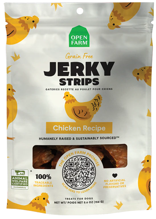 Open Farm Grain Free Jerky Strips Chicken Dog Treats