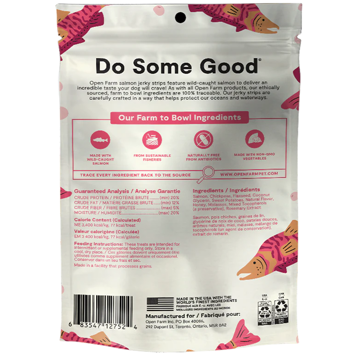 Open Farm Grain Free Jerky Strips Salmon Dog Treats