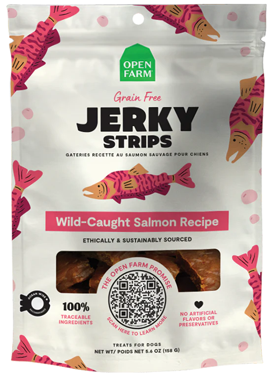 Open Farm Grain Free Jerky Strips Salmon Dog Treats