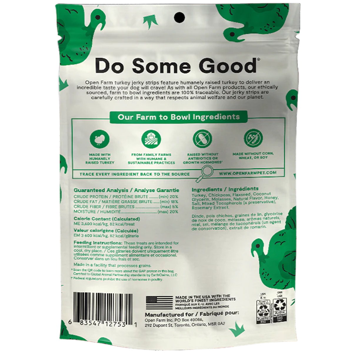 Open Farm Grain Free Jerky Strips Turkey Dog Treats