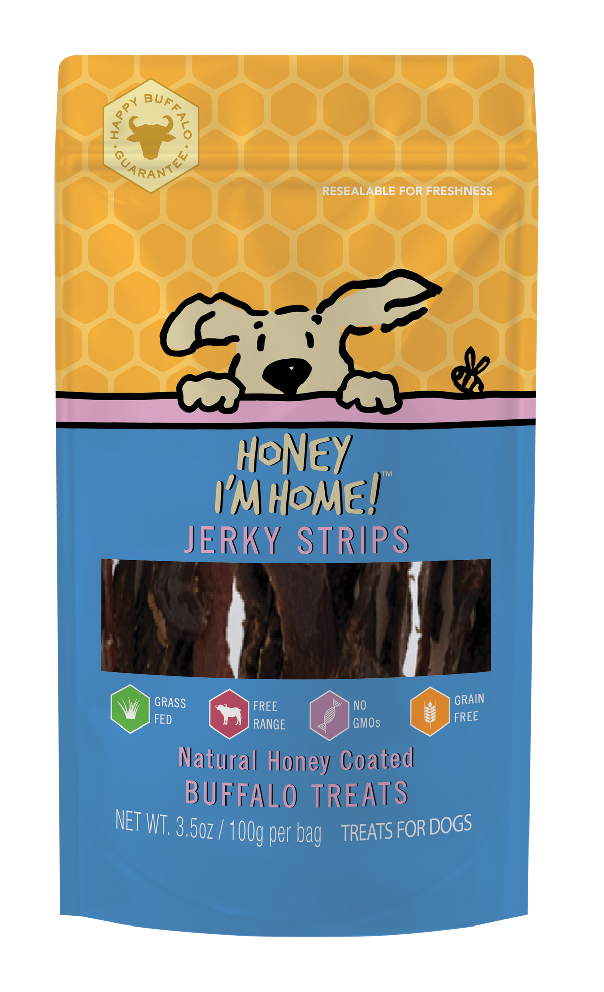 Honey I&#39;m Home! Water Buffalo Jerky Strips Dog Treats