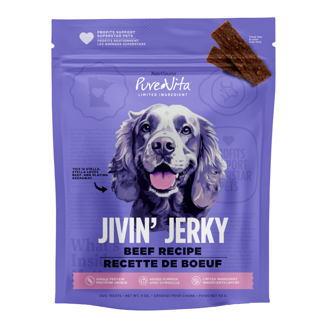 NutriSource PureVita Jivin&#39; Jerky Beef Dog Treats