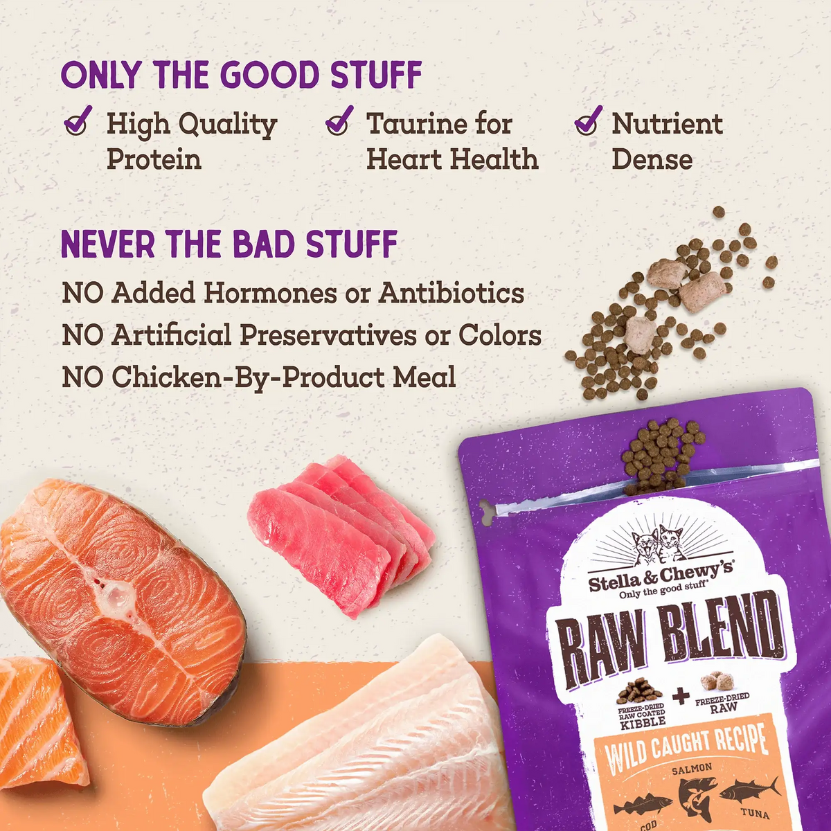Stella &amp; Chewy&#39;s Kibble Raw Blend Wild Caught Cat Food