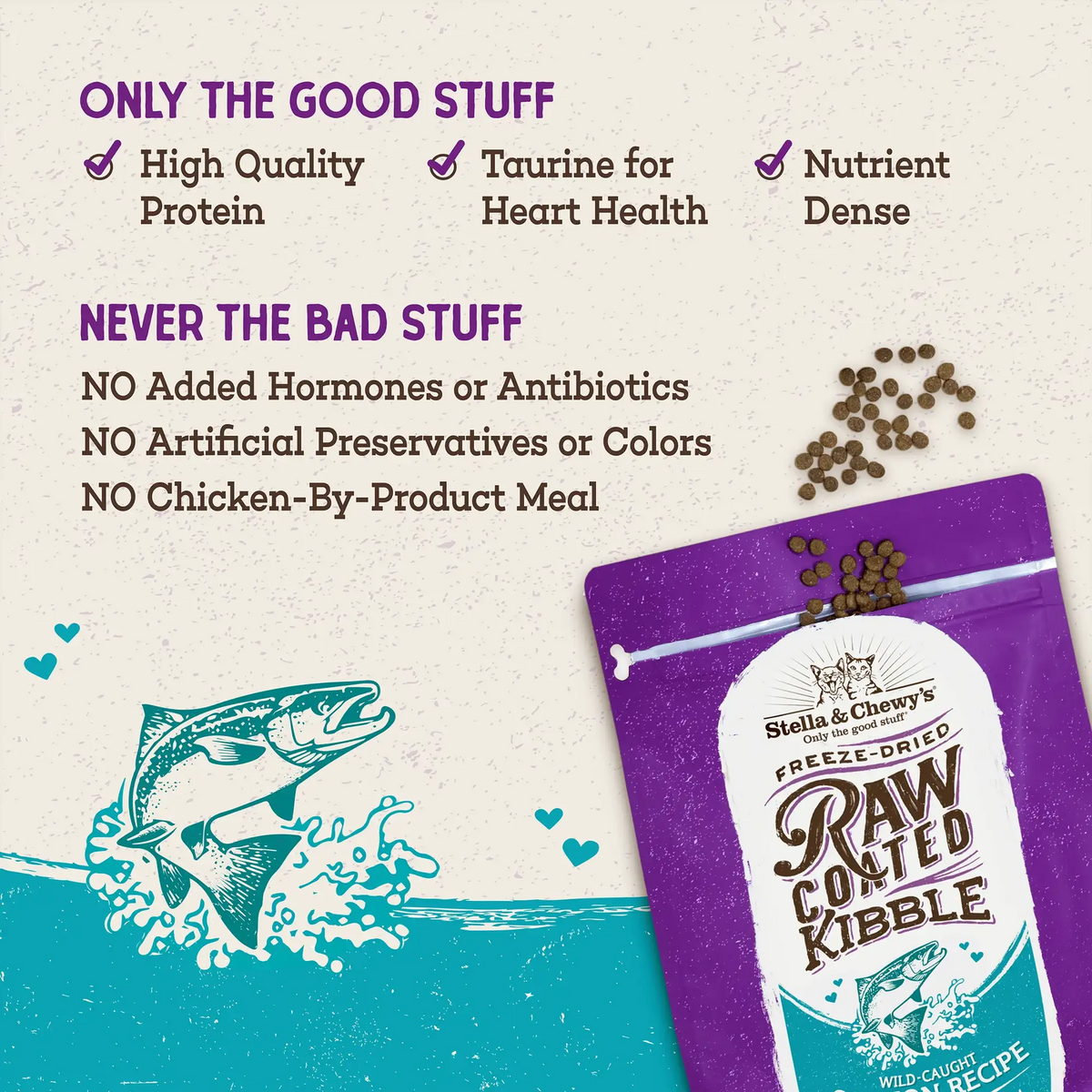 Stella &amp; Chewy&#39;s Kibble Raw Coated Salmon Cat Food
