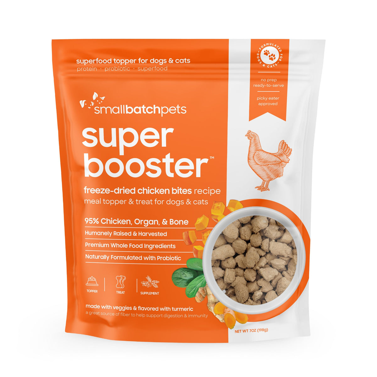 Small Batch Super Booster Freeze-Dried Chicken Bites Dog &amp; Cat Treats or Meal Topper