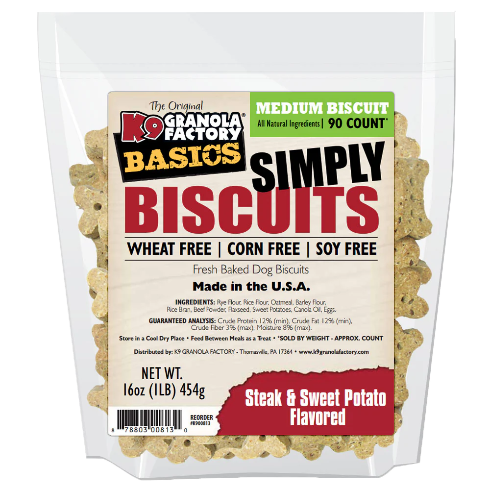 K9 Granola Factory Simply Biscuits Steak &amp; Sweet Potato Dog Treats