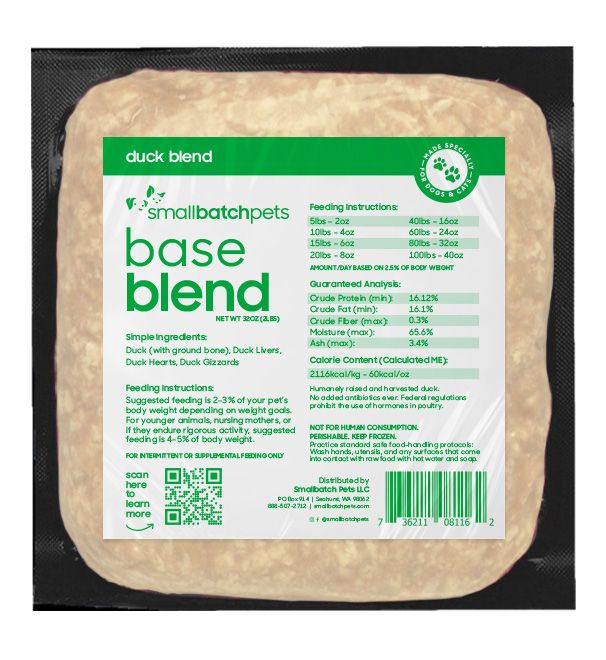 Small Batch Base Blend Duck Frozen Raw Dog &amp; Cat Food