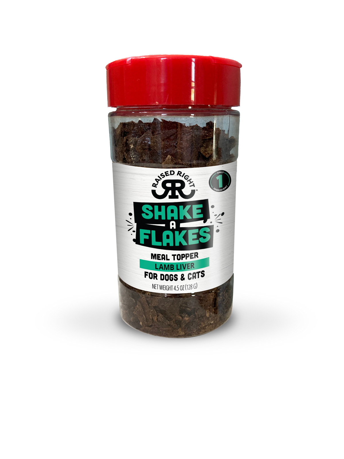 Raised Right Shake A  Flakes Lamb Liver Dog &amp; Cat Meal Topper