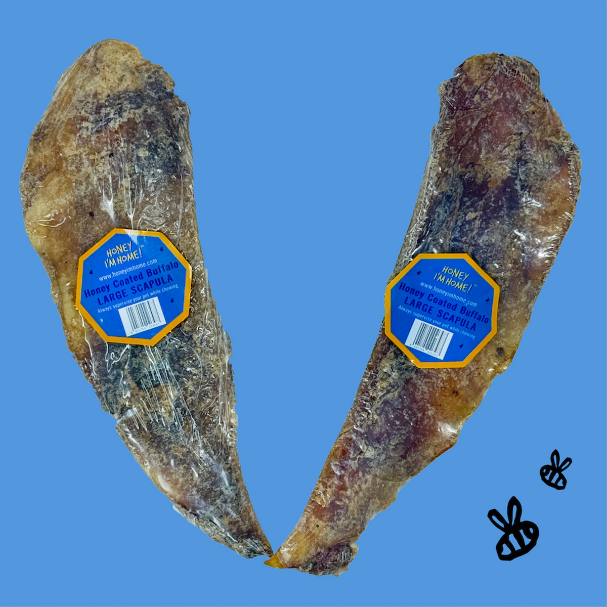 Honey I&#39;m Home Water Buffalo Large Scapula Strips Dog Chews