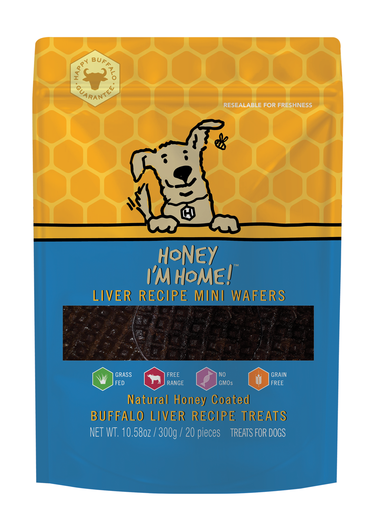 Honey I&#39;m Home! Water Buffalo Liver Recipe Wafers Dog Treats