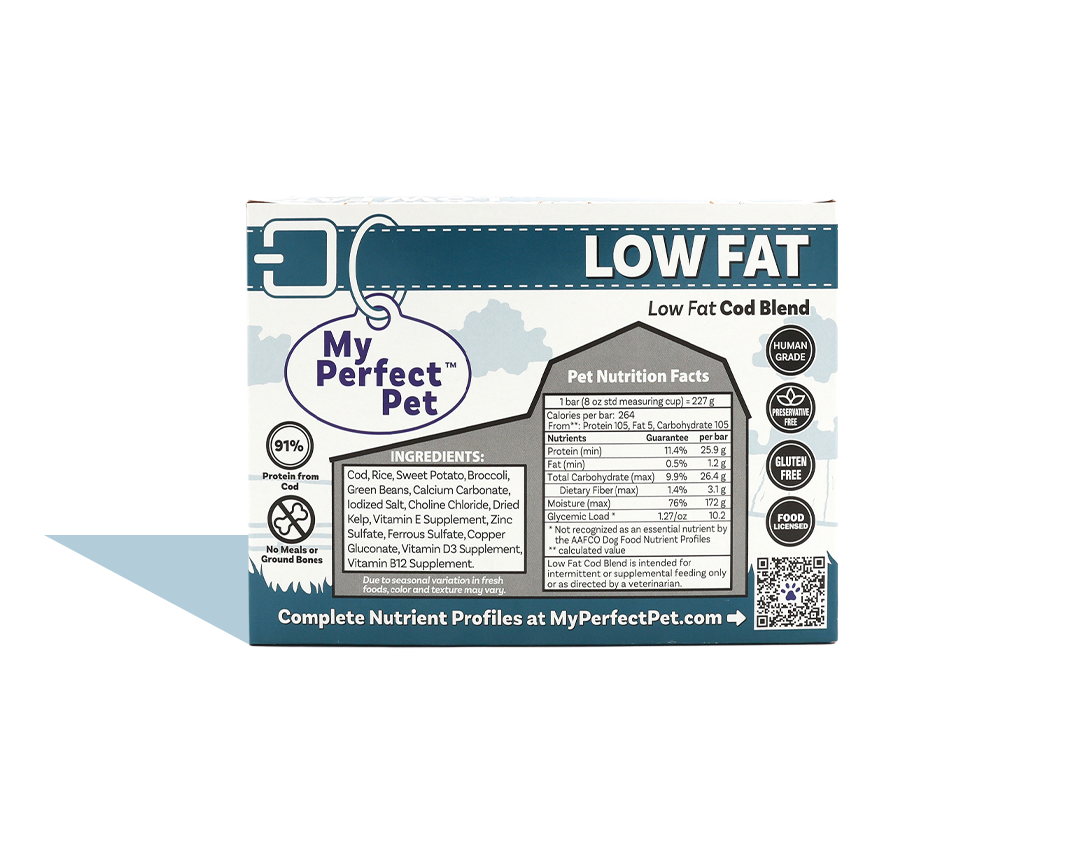 My Perfect Pet Low Fat Cod Blend Gently Cooked Grain Free Frozen Dog Food