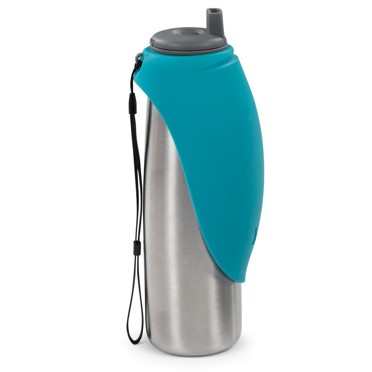 Messy Mutts Double Wall Vacuum Insulated Non-Toxic Stainless Steel Travel Water Bottle with Flip Up Bowl for Dogs