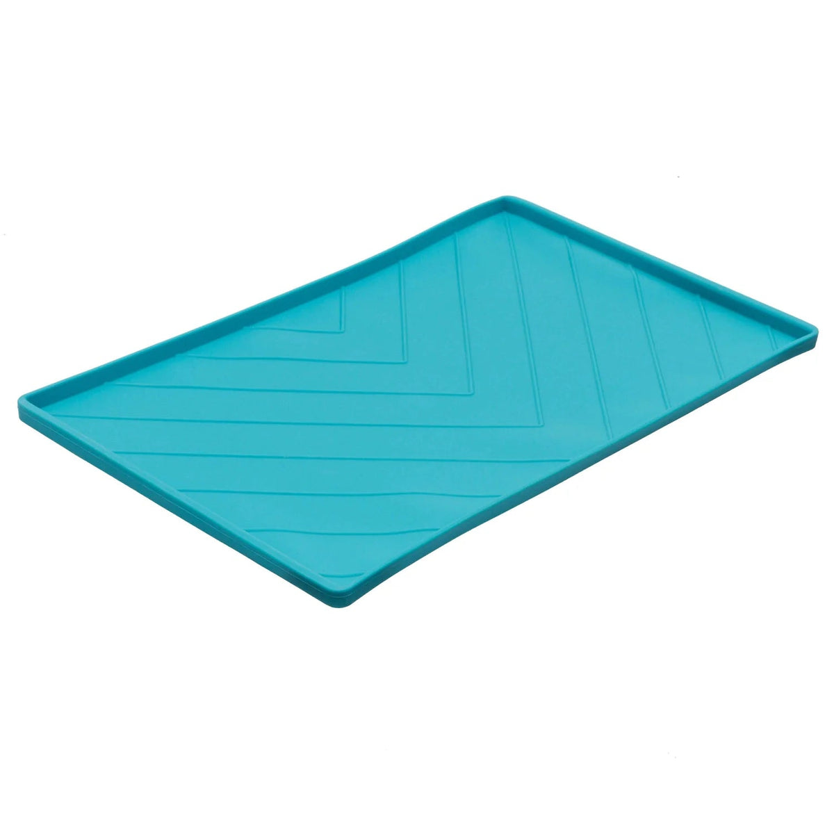 Messy Mutts Silicone Non-Slip Dog &amp; Cat Bowl Mat with Raised Metal Rod Edges for Spill Containment