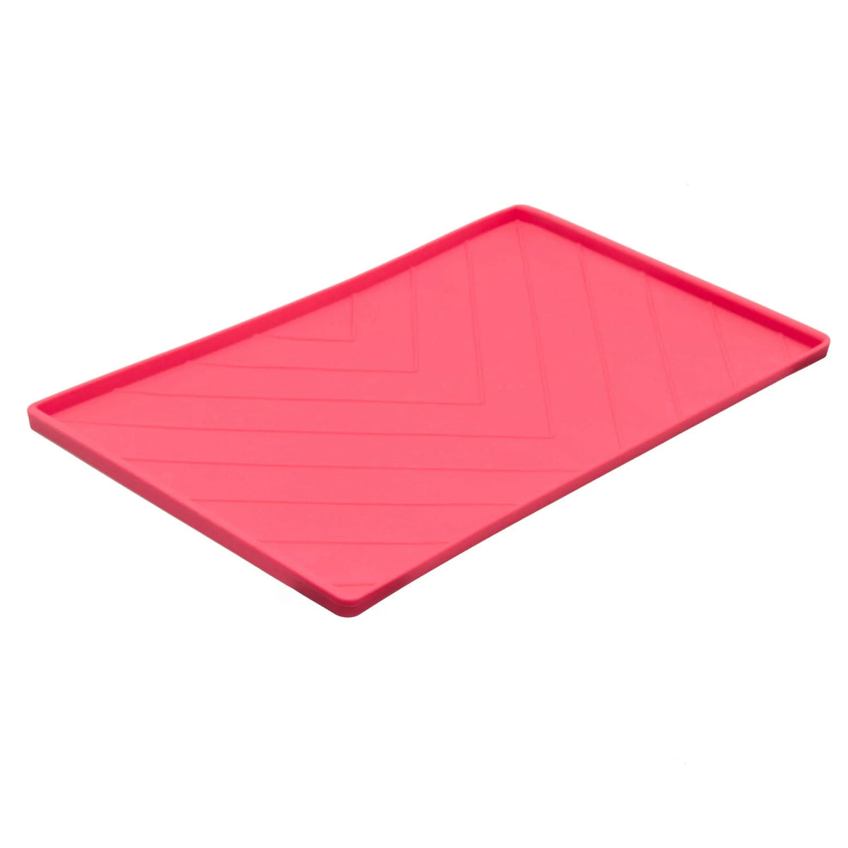 Messy Mutts Silicone Non-Slip Dog &amp; Cat Bowl Mat with Raised Metal Rod Edges for Spill Containment