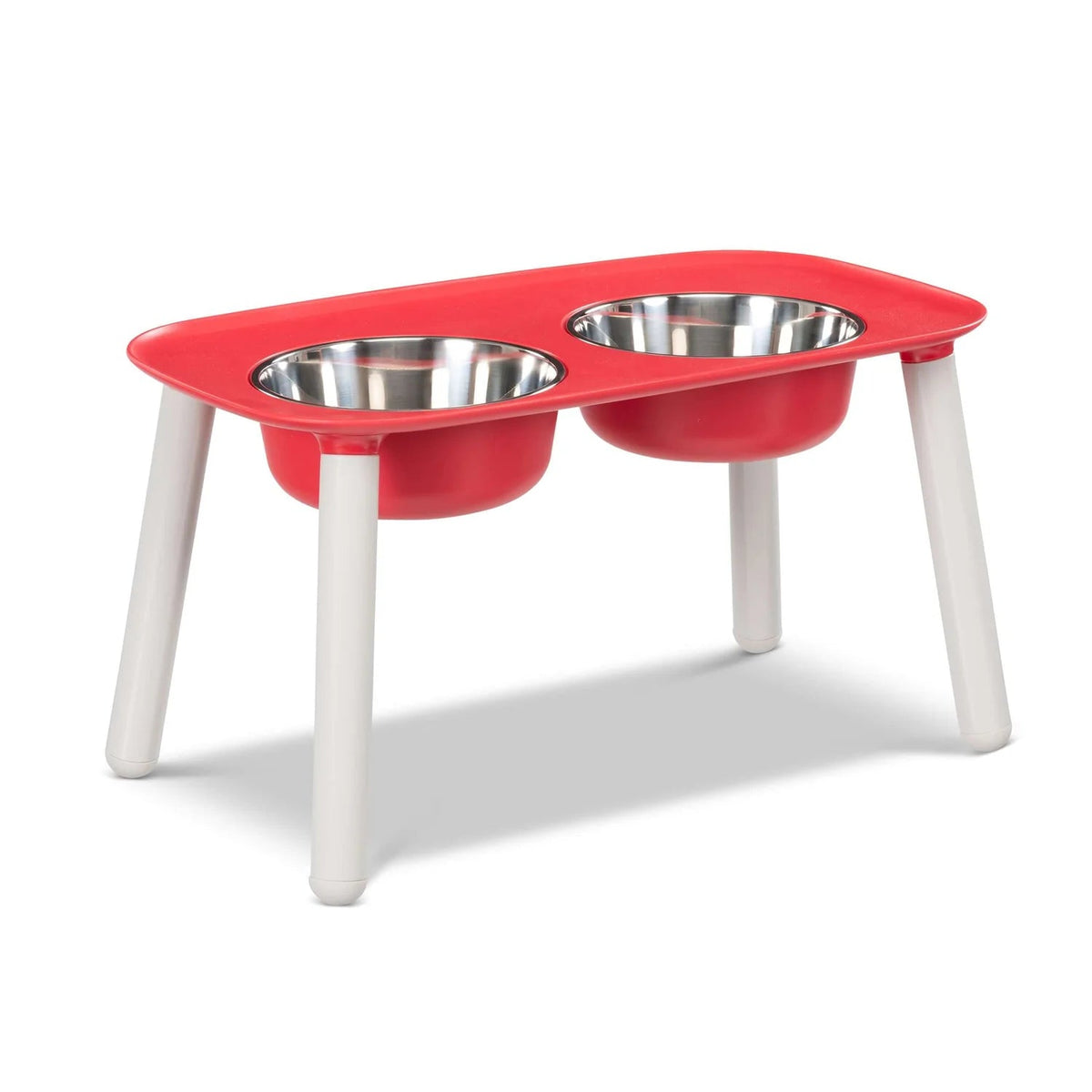 Messy Mutts Elevated Double Feeder with Stainless Steel Bowls and Adjustable 3&quot; to 10&quot; Height for Dogs