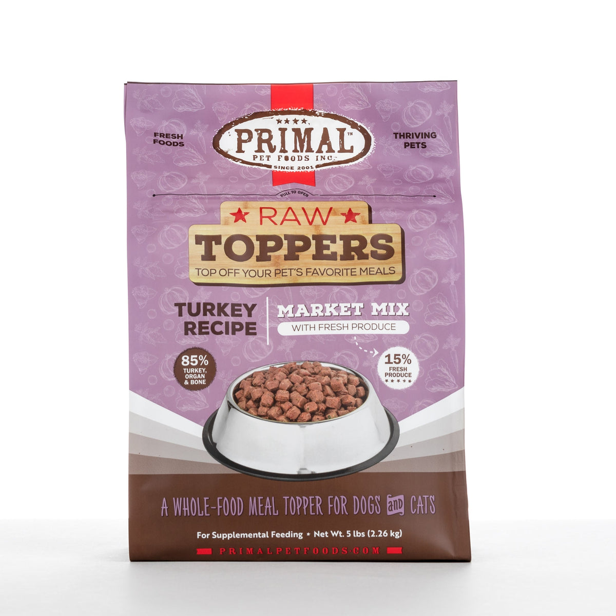 Primal Market Mix Turkey Frozen Raw Dog &amp; Cat Meal Topper