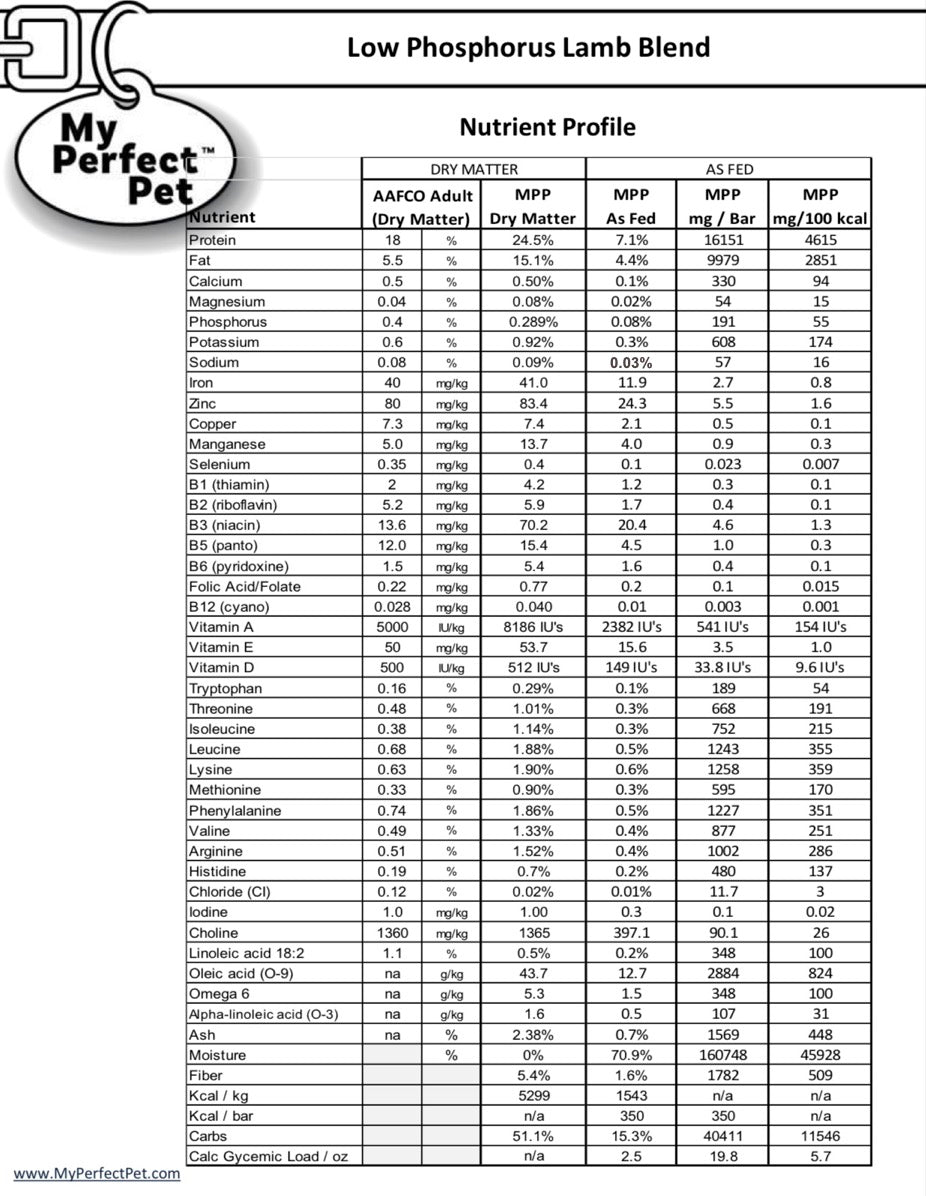 My Perfect Pet Low Phosphorus Lamb Gently Cooked Frozen Dog Food