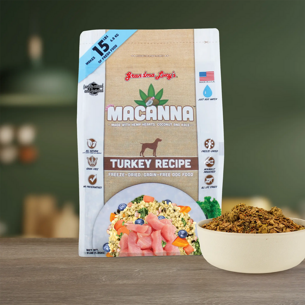 Grandma Lucy's Macanna Freeze-Dried Turkey Recipe Dog Food