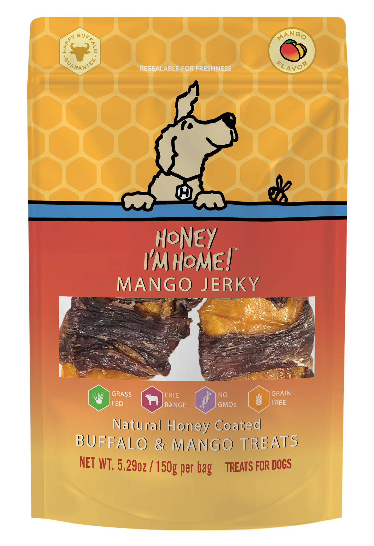 Honey I&#39;m Home! Water Buffalo &amp; Mango Jerky Dog Treats