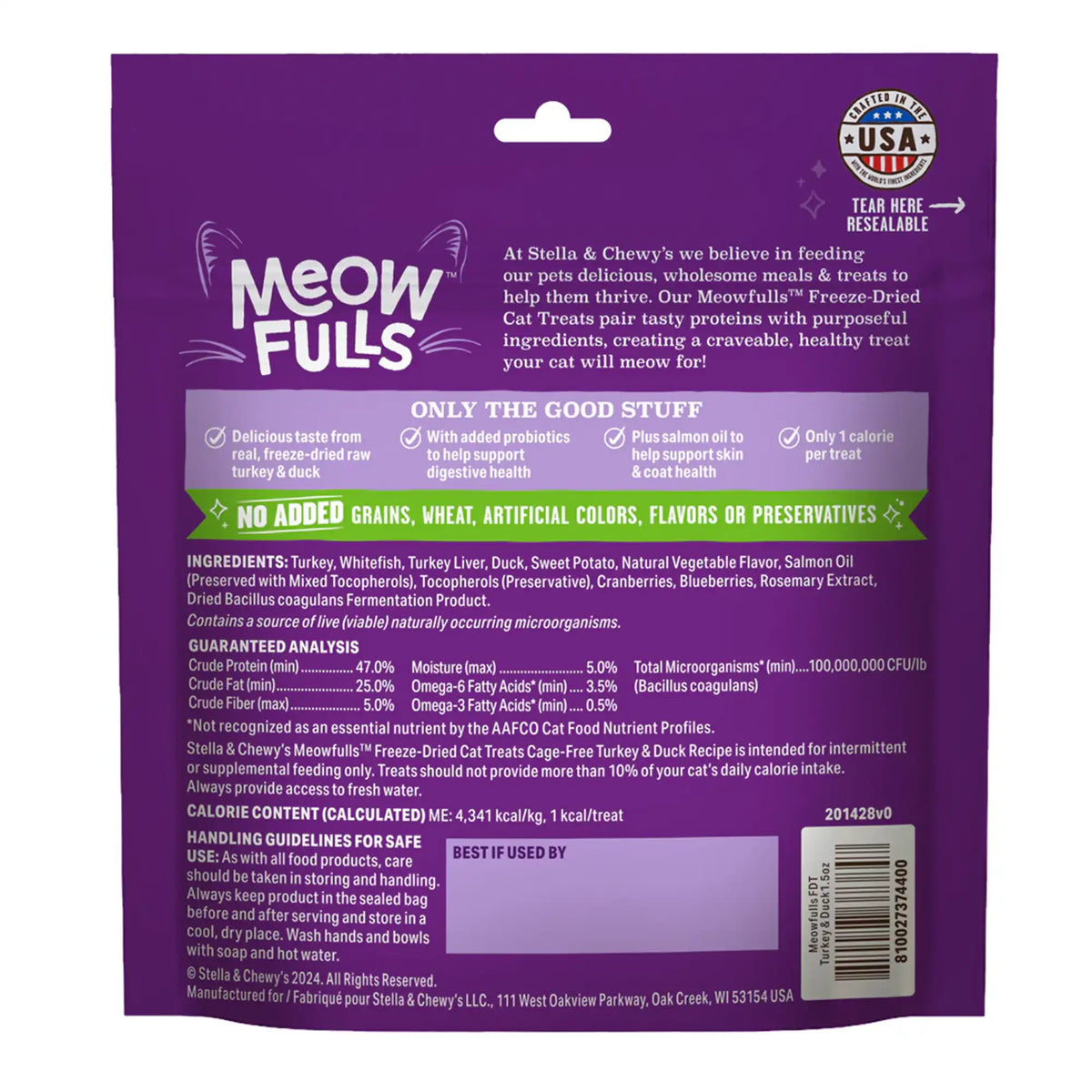 Stella &amp; Chewy&#39;s Freeze-Dried Meowfulls Turkey &amp; Duck Cat Treats