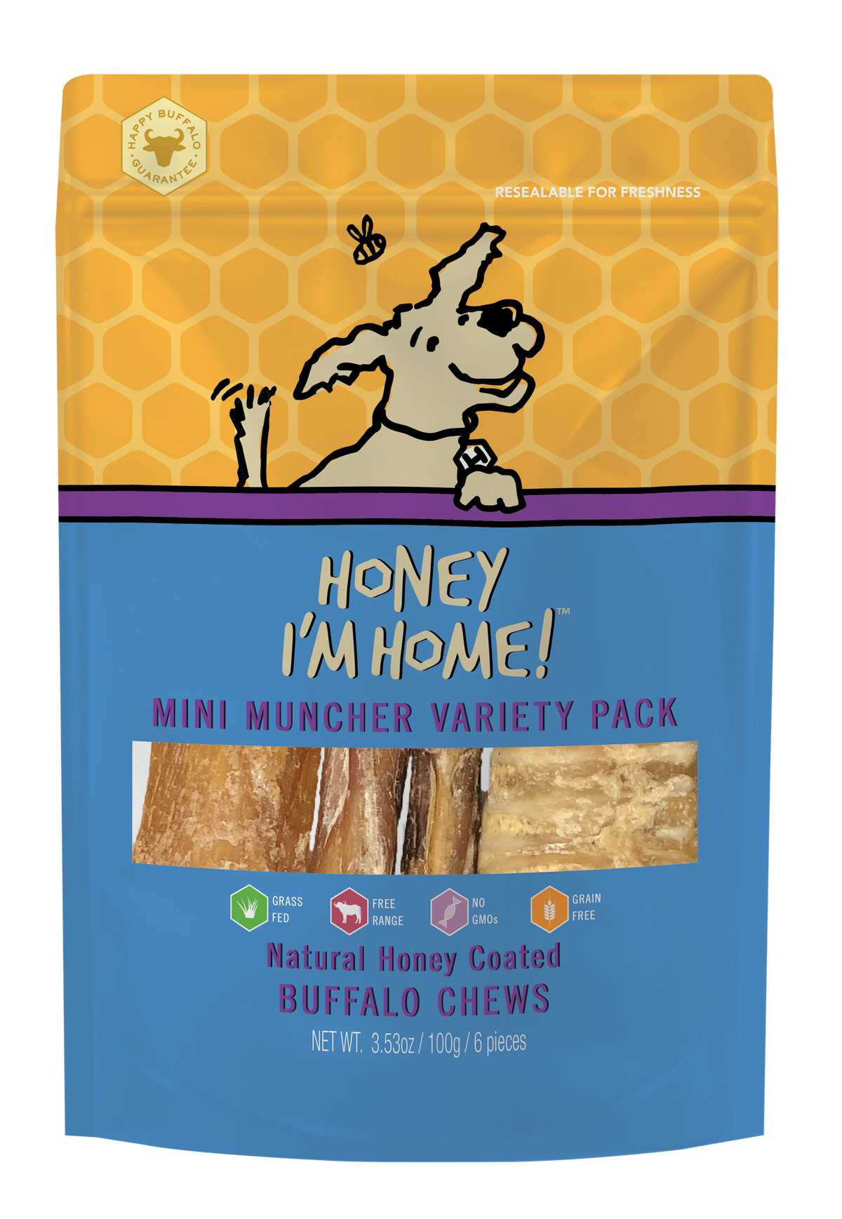 Honey I&#39;m Home! Water Buffalo Muncher Variety Pack Dog Chews