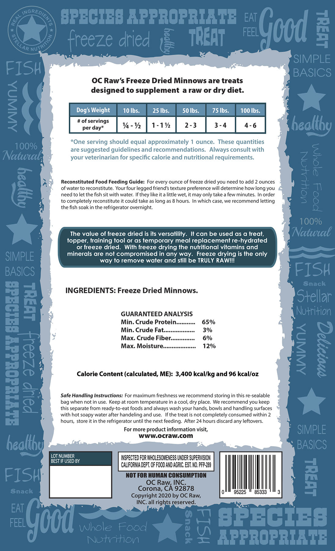 OC Raw Freeze-Dried Minnows Dog &amp; Cat Treats