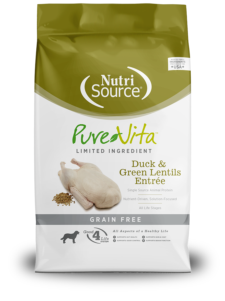 NutriSource PureVita Grain Free Duck &amp; Green Lentils Dog Food