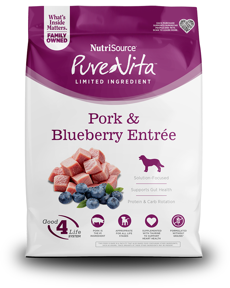 NutriSource PureVita Grain Free Pork & Blueberry Dog Food
