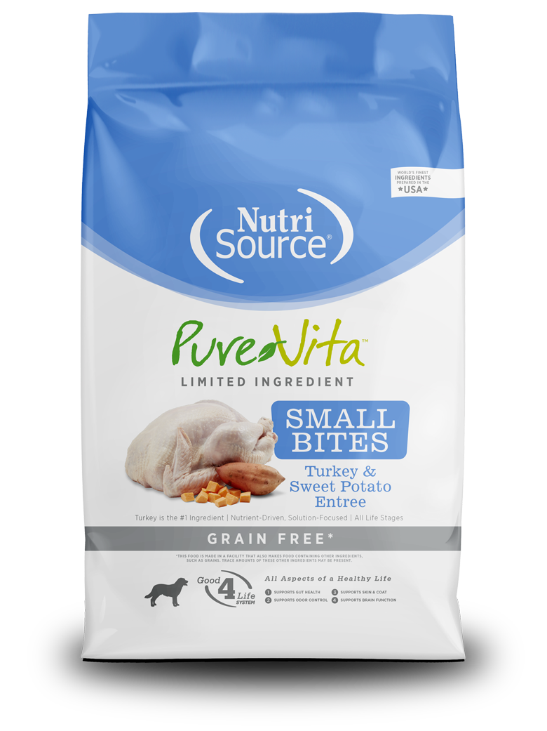 NutriSource PureVita Grain Free Small Bites Turkey &amp; Sweet Potato Dog Food