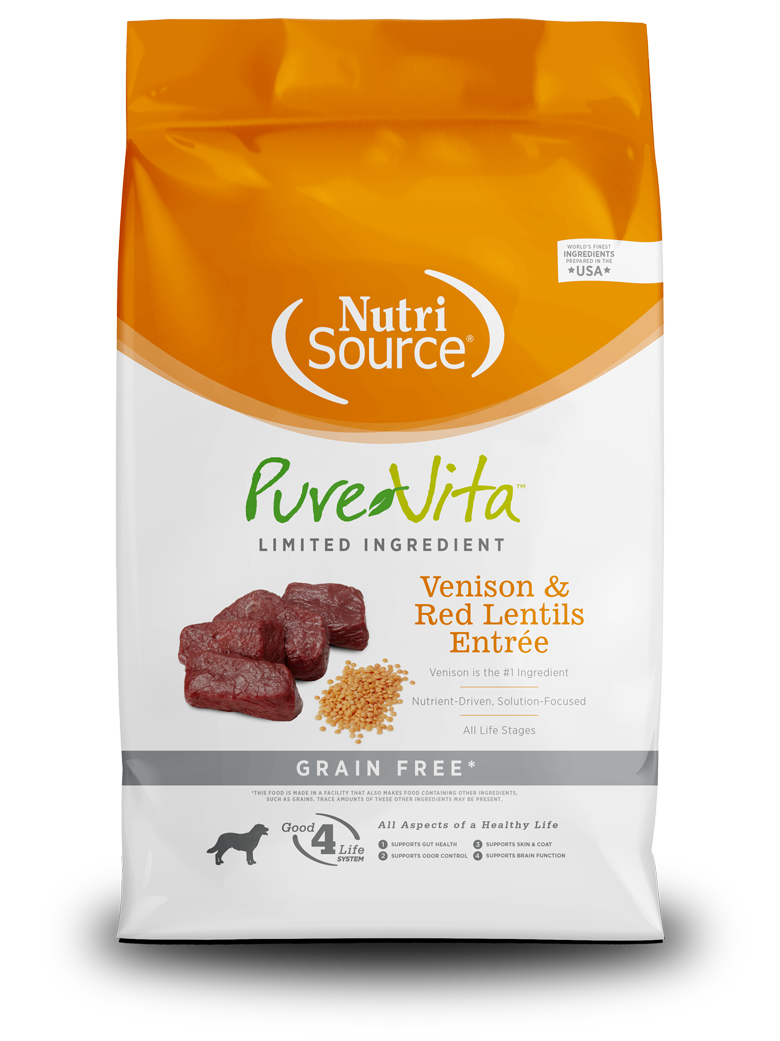 NutriSource PureVita Grain Free Venison &amp; Red Lentils Dog Food