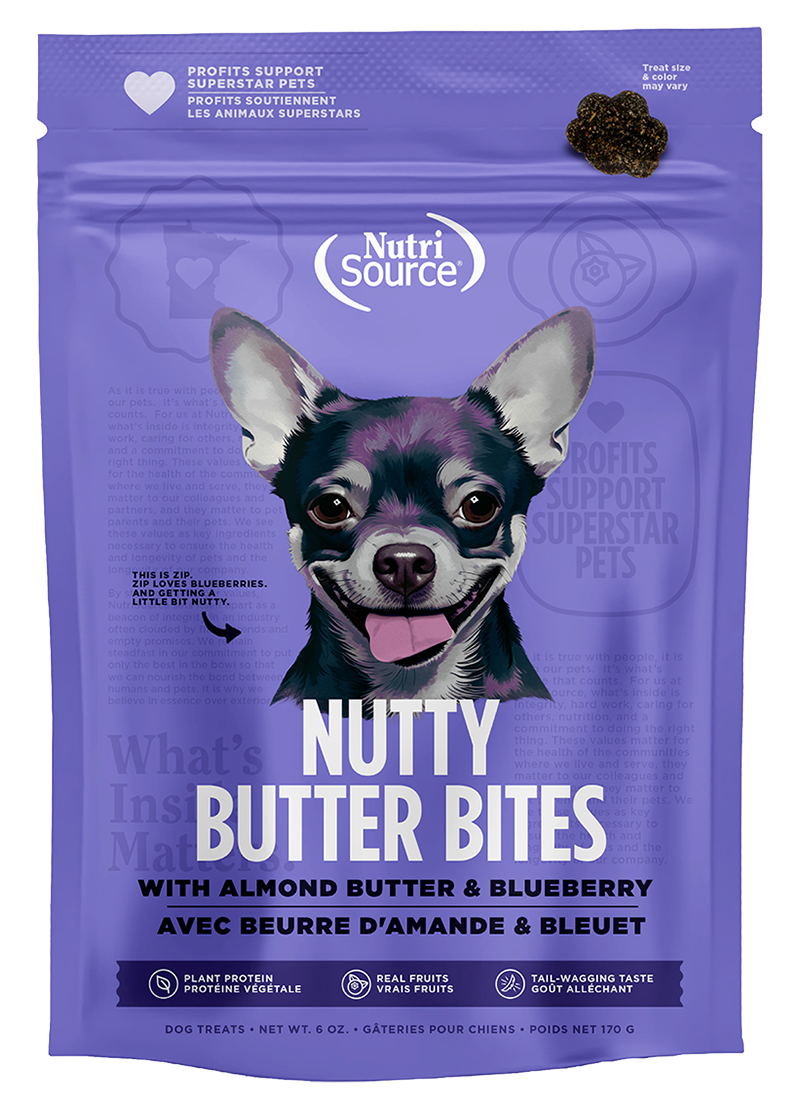 NutriSource Nutty Butter Bites Almond Butter with Blueberry Dog Treats