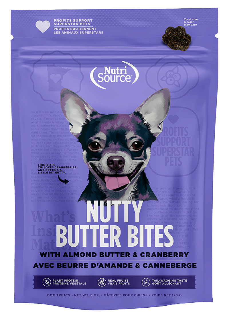 NutriSource Nutty Butter Bites Almond Butter with Cranberry Dog Treats