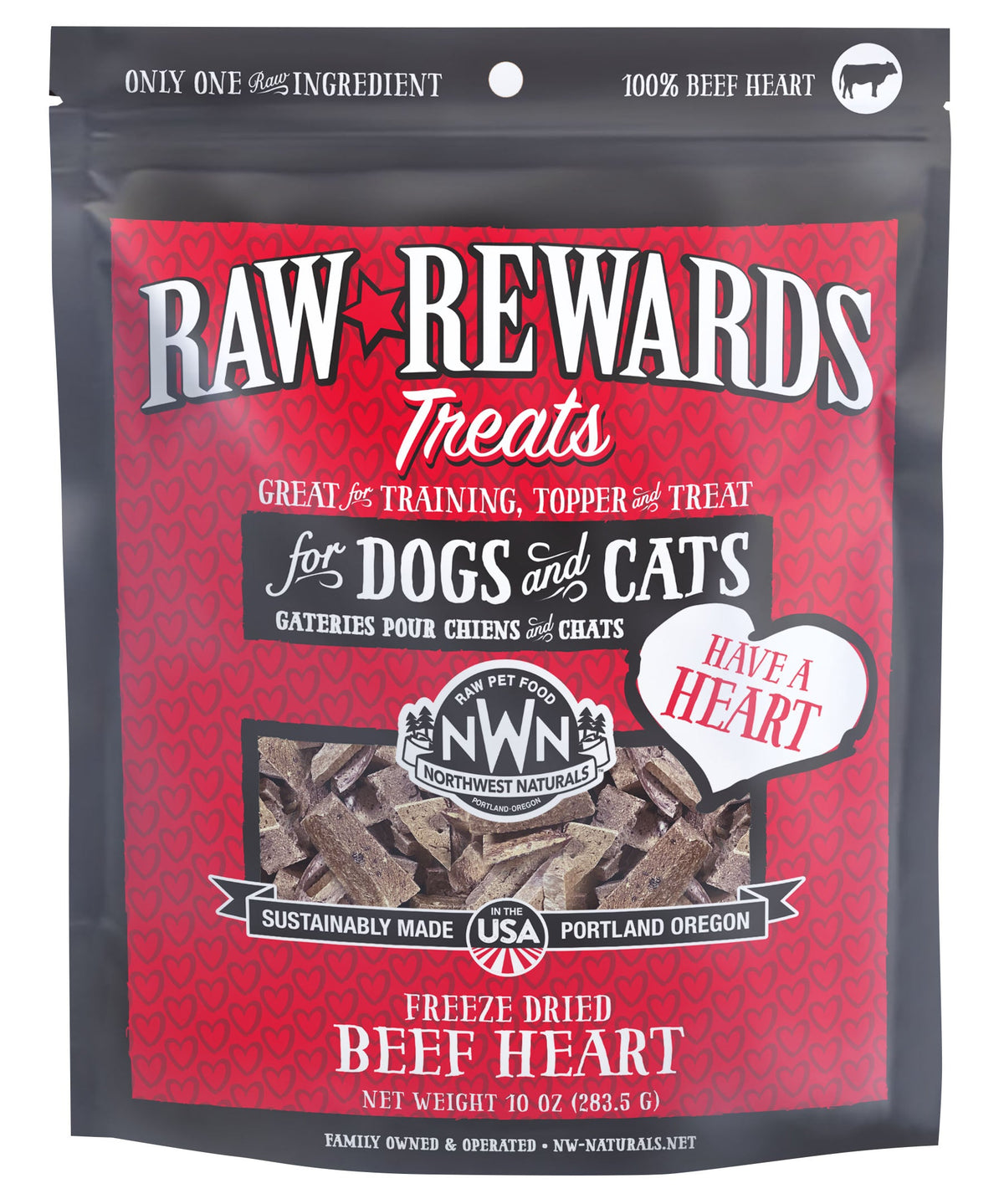 Northwest Naturals Raw Rewards Freeze-Dried Beef Hearts Dog &amp; Cat Treats