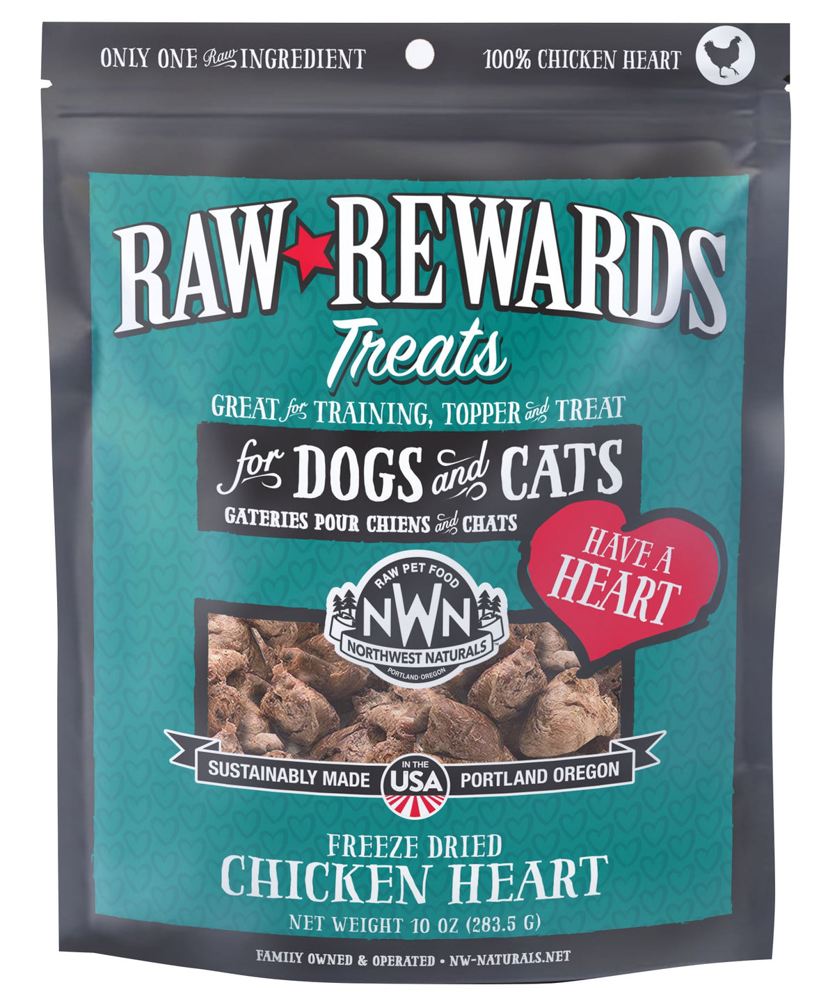 Northwest Naturals Raw Rewards Freeze-Dried Chicken Hearts Dog &amp; Cat Treats