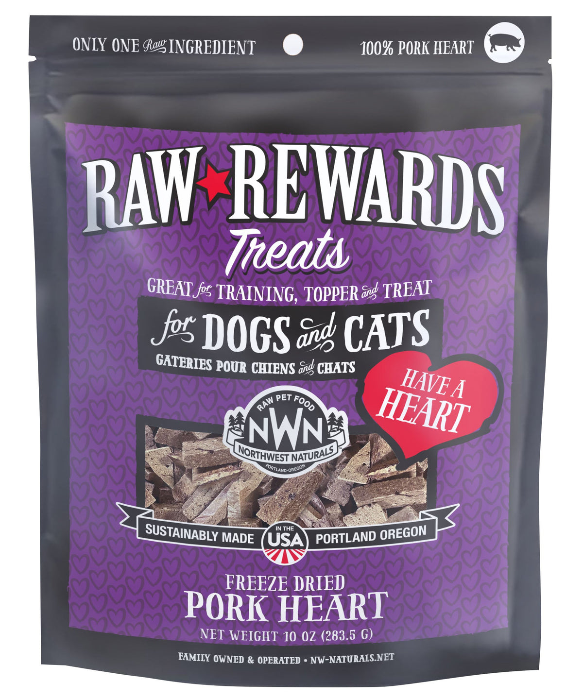 Northwest Naturals Raw Rewards Freeze-Dried Pork Hearts Dog &amp; Cat Treats