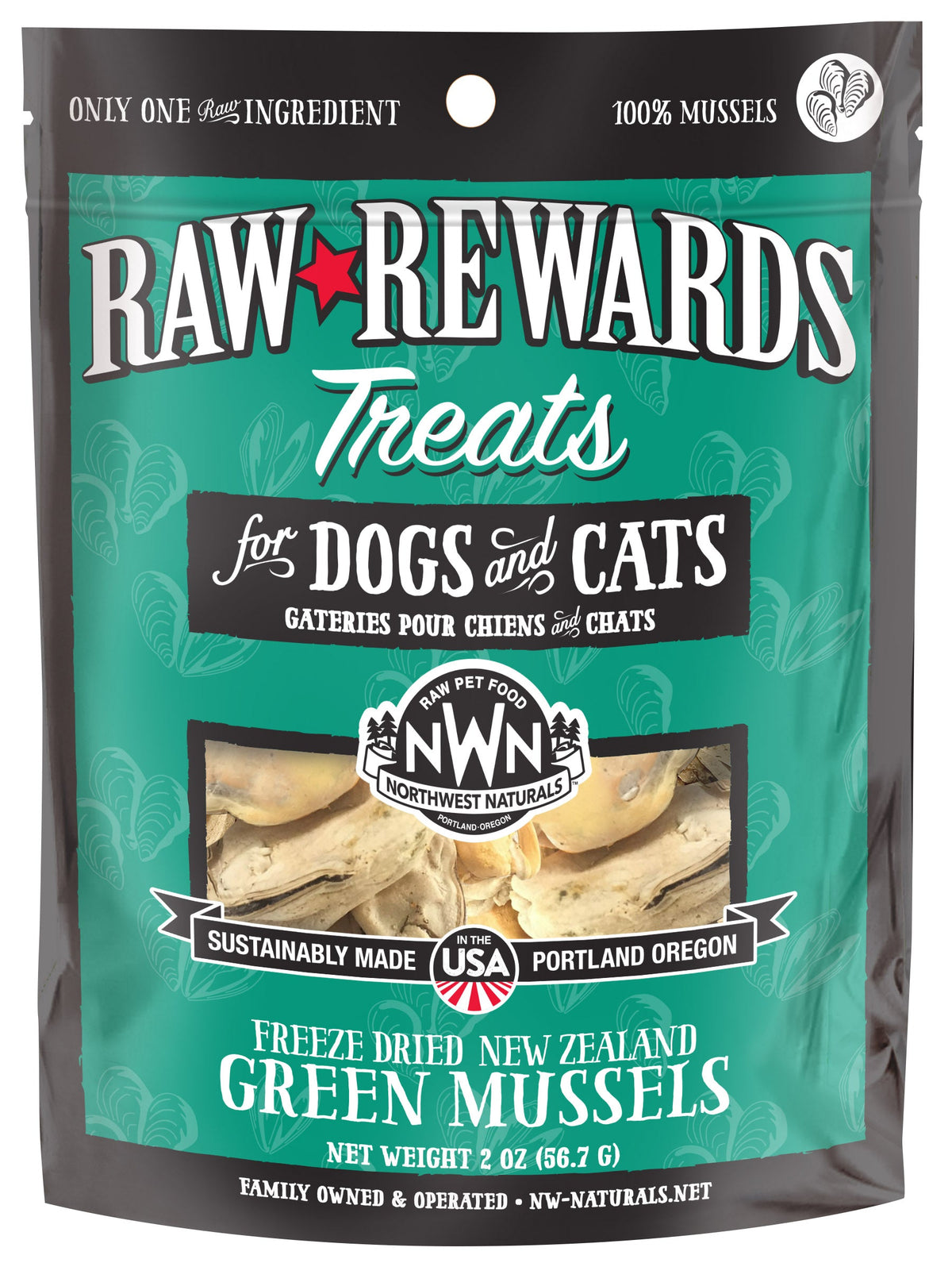 Northwest Naturals Raw Rewards Freeze-Dried Green Lipped Mussel Dog &amp; Cat Treats