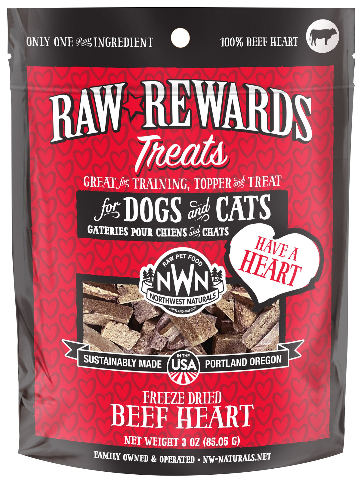 Northwest Naturals Raw Rewards Freeze-Dried Beef Hearts Dog &amp; Cat Treats
