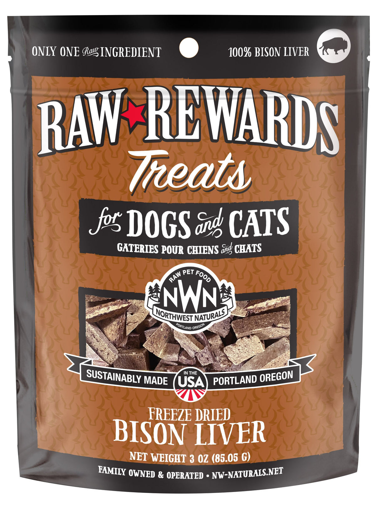 Northwest Naturals Raw Rewards Freeze-Dried Bison Liver Dog &amp; Cat Treats