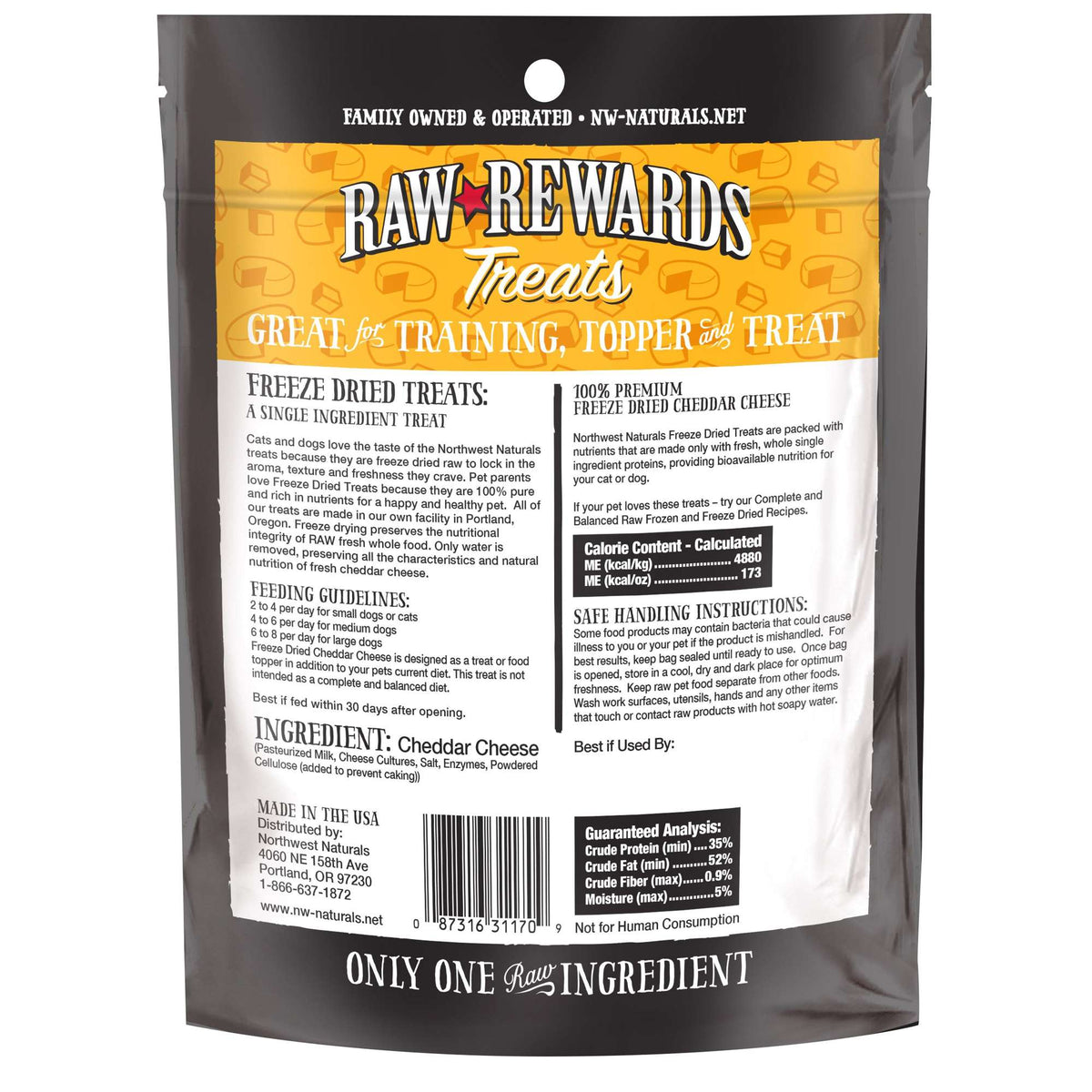 Northwest Naturals Raw Rewards Freeze-Dried Cheddar Cheese Dog Treats