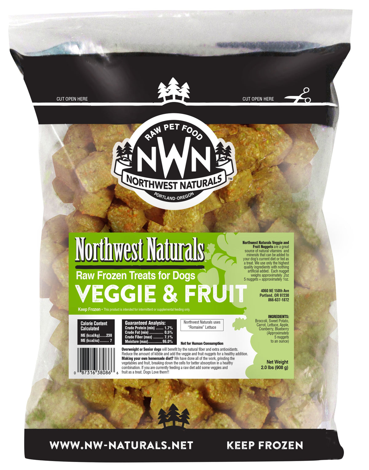 Northwest Naturals Frozen Raw Veggie &amp; Fruit Dog Treats