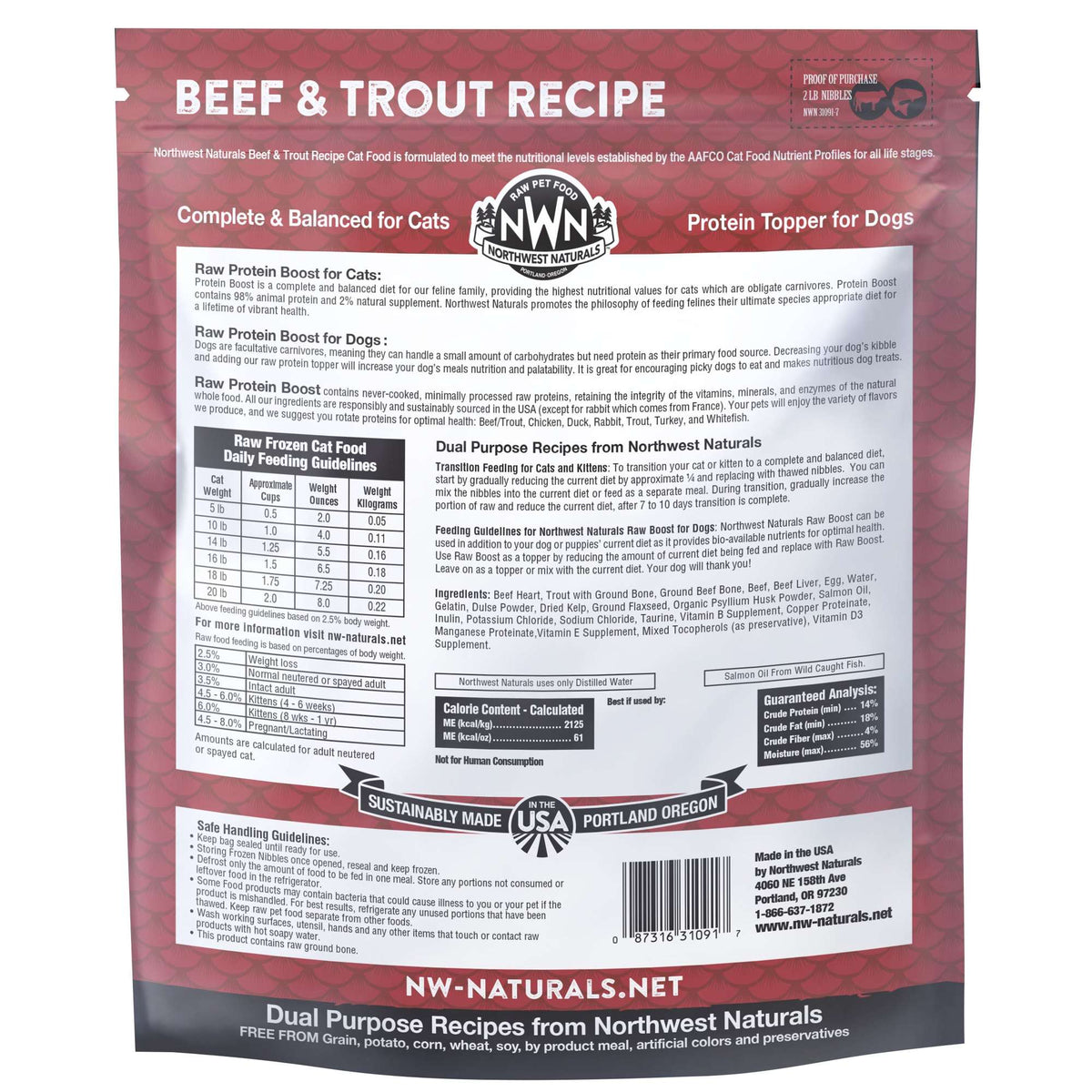 Northwest Naturals Frozen Raw Beef &amp; Trout Protein Boost &amp; Cat Food