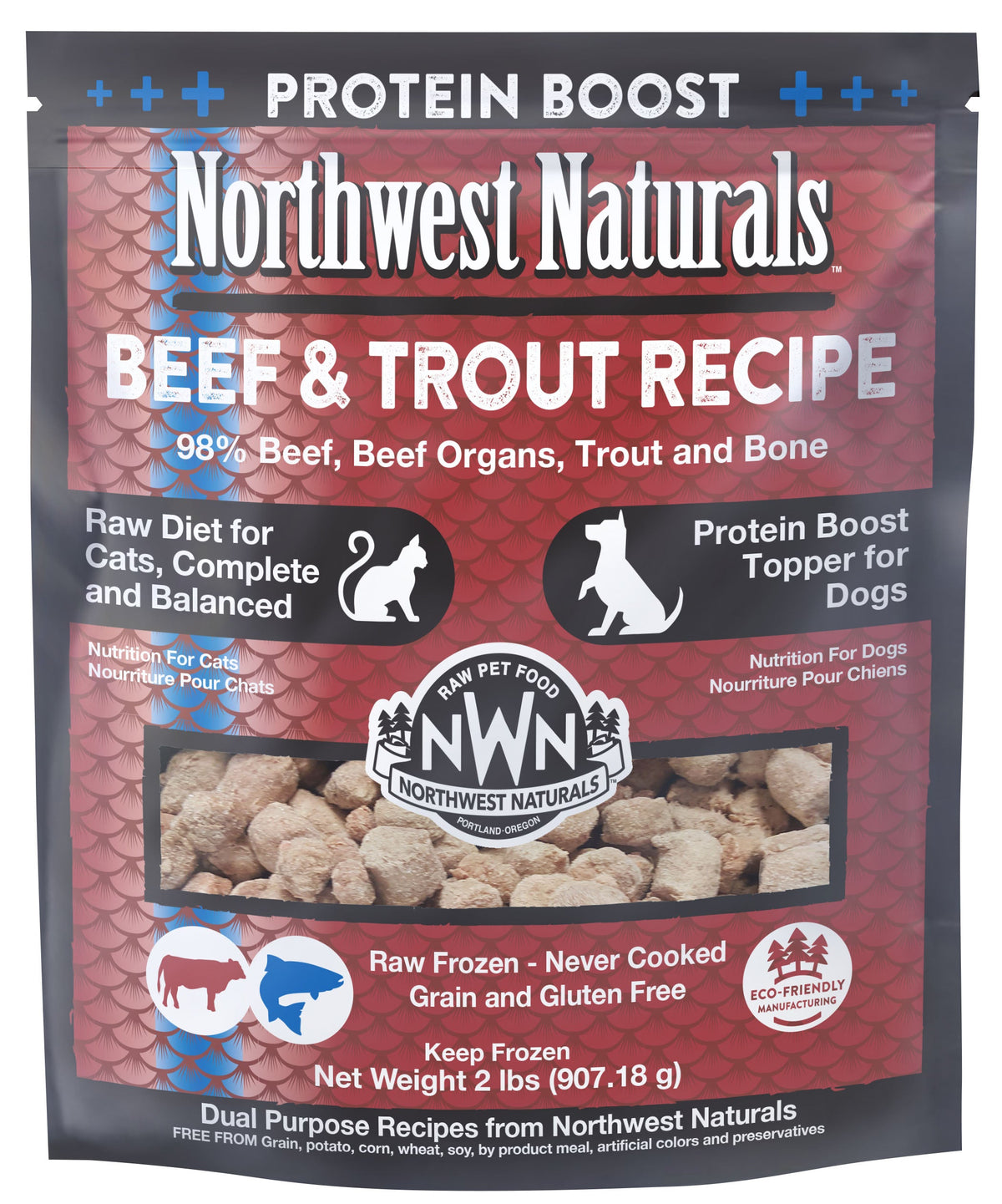 Northwest Naturals Frozen Raw Beef &amp; Trout Protein Boost &amp; Cat Food