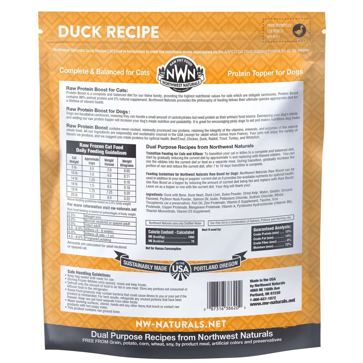Northwest Naturals Frozen Raw Duck Protein Boost &amp; Cat Food