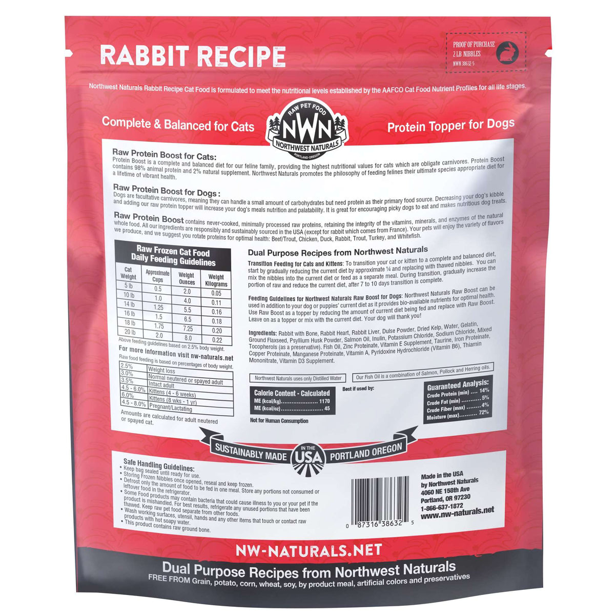 Northwest Naturals Frozen Raw Rabbit Protein Boost &amp; Cat Food