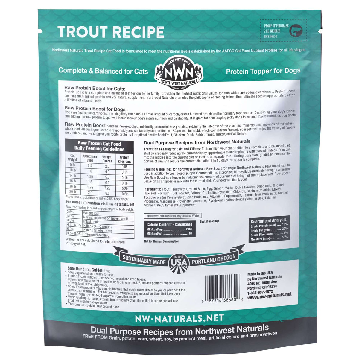 Northwest Naturals Frozen Raw Trout Protein Boost &amp; Cat Food