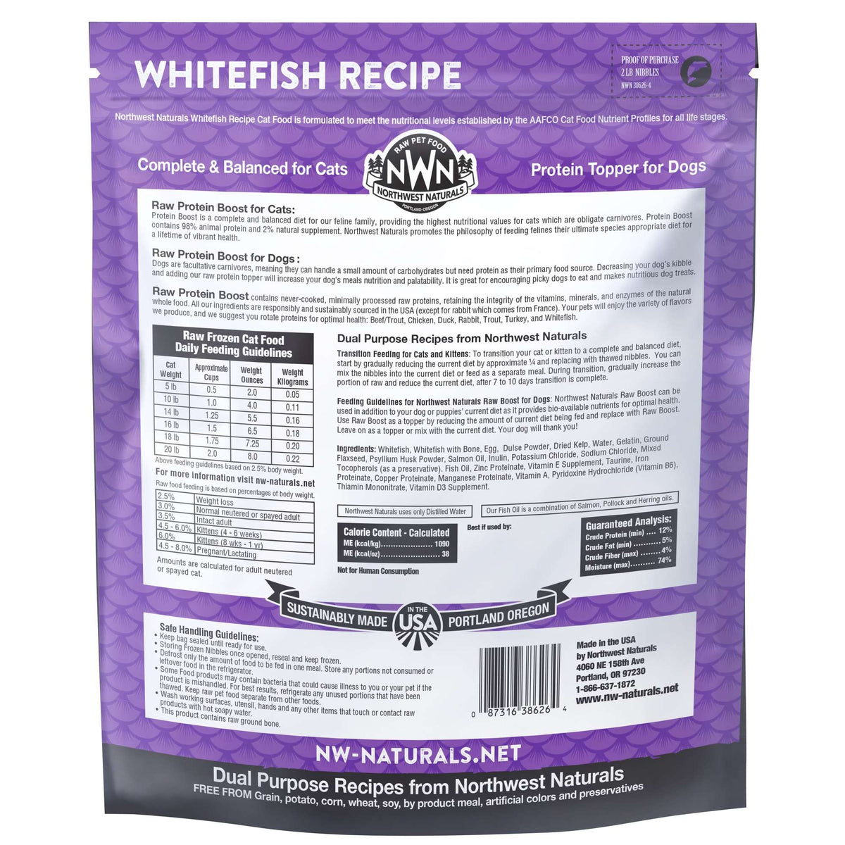 Northwest Naturals Frozen Raw Whitefish Protein Boost &amp; Cat Food