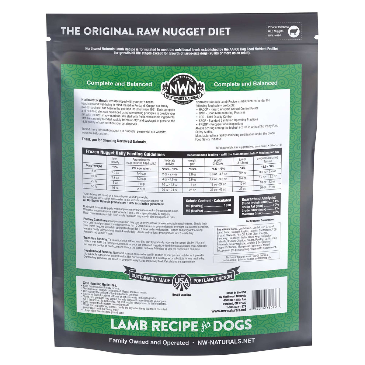 Northwest Naturals Frozen Raw Lamb Dog Food