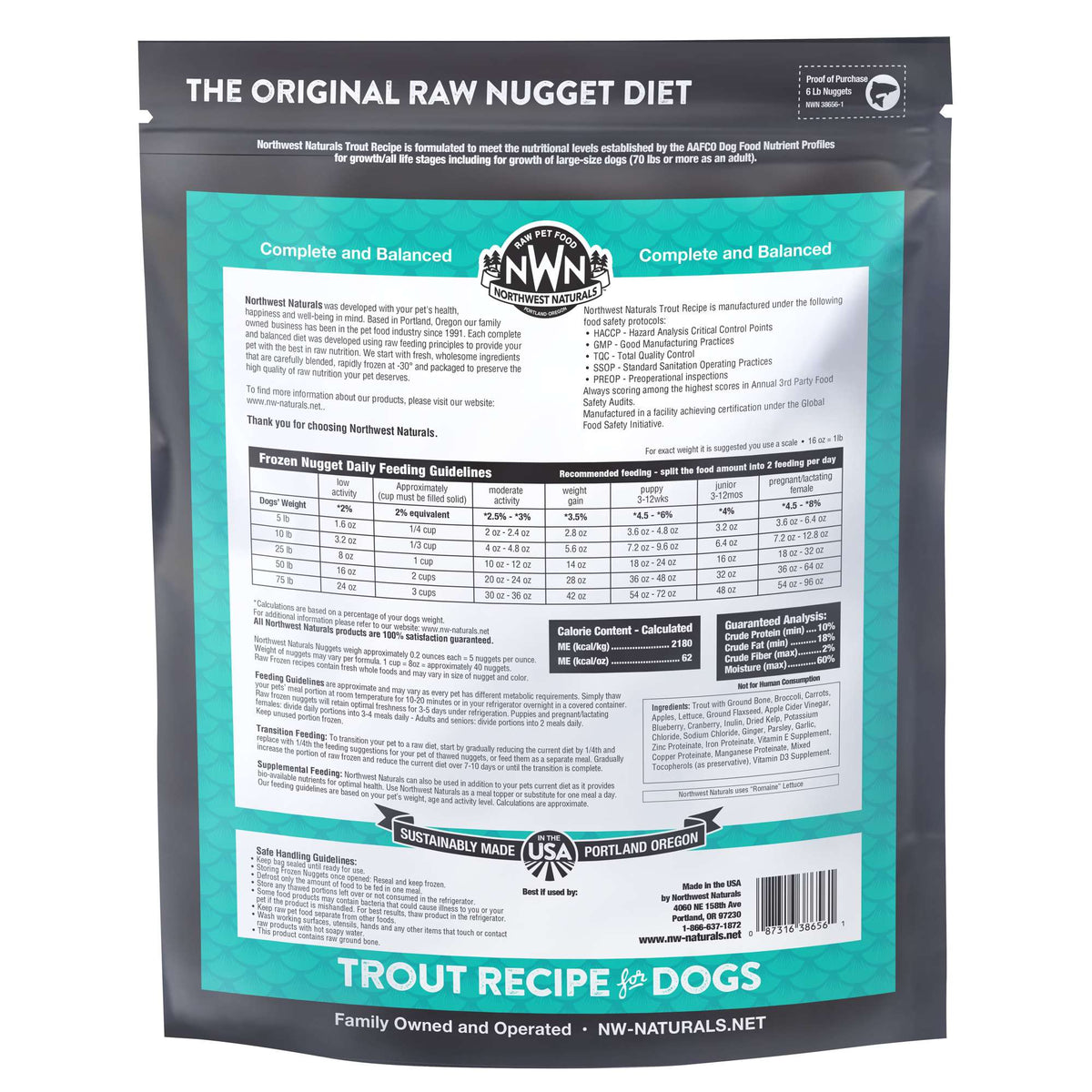 Northwest Naturals Frozen Raw Trout Dog Food