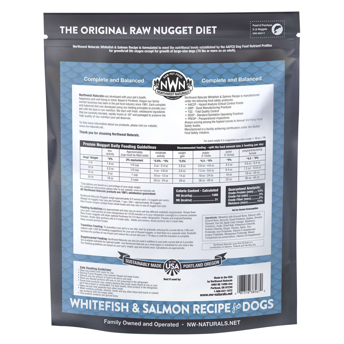 Northwest Naturals Frozen Raw Whitefish &amp; Salmon Dog Food